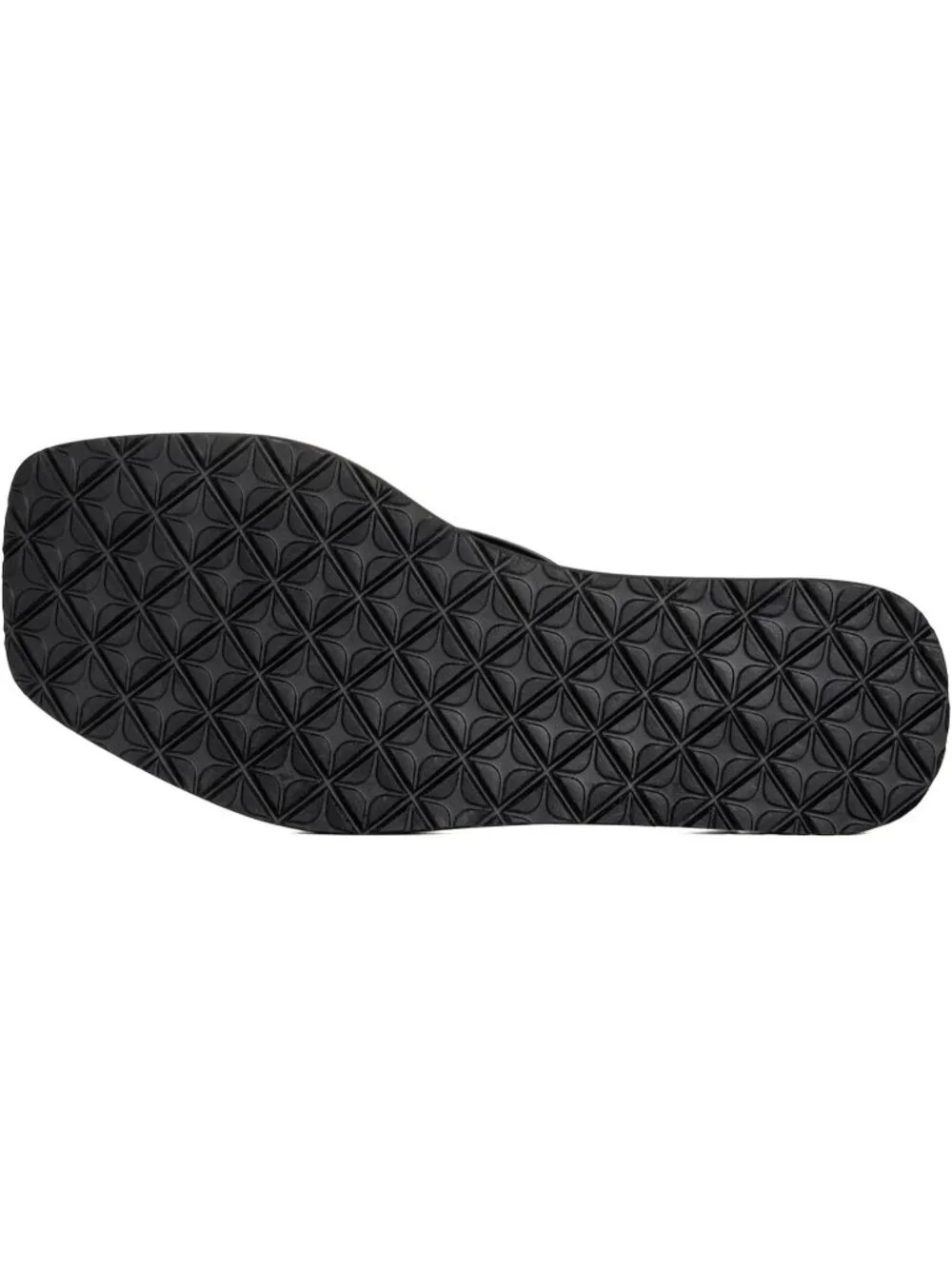 Women's Black Faux Leather Summer Comfortable Flip Flops Square Toe Flat Sandals